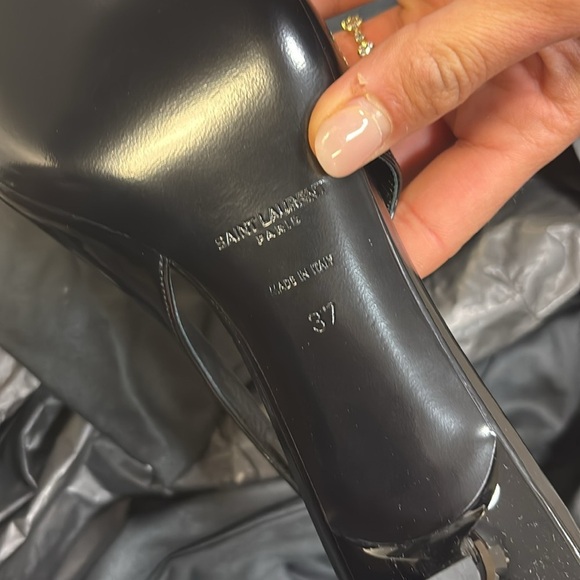 Saint Laurent | Cherish Glazed Leather Rhinestone Slingback, 30mm - Picture 15 of 16